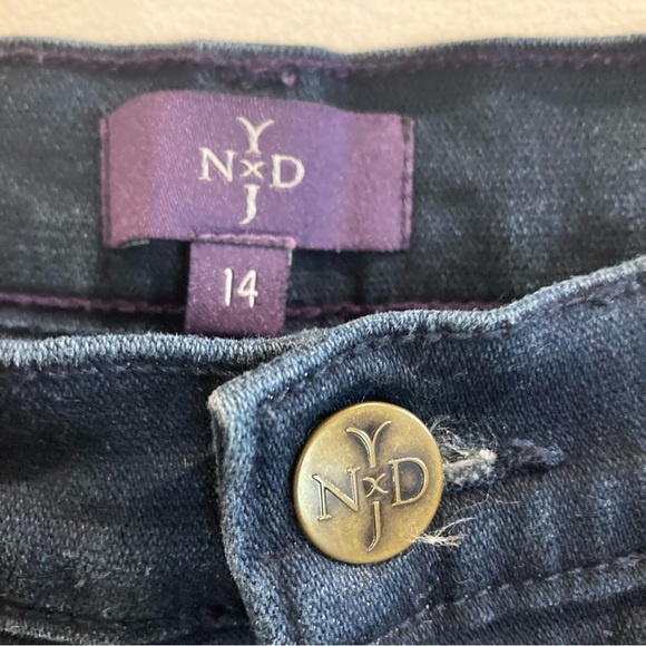 NYDJ Sz 14 Lift Tuck Technology Dark Wash Tapered  Led Stretch High Rise Jeans - Picture 3 of 9